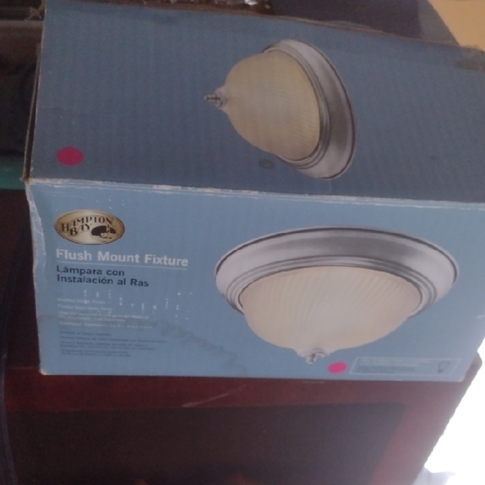 Hampton Bay Flush Mount Fixture - Silver and Cream